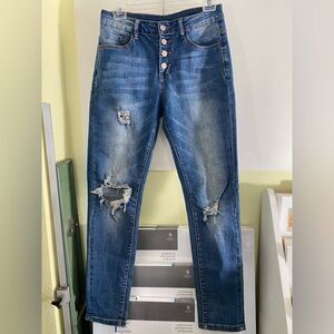 Distressed Blue Jeans
